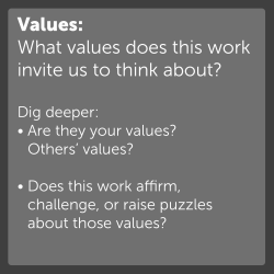 Text that provides prompts for understanding the actions a work invites us to consider. Full transcription in resource information.
